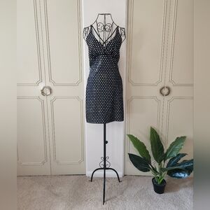 Vintage Hot Kiss Black Mini With Iridescent Polka Dots, Festival, Retro, Grunge